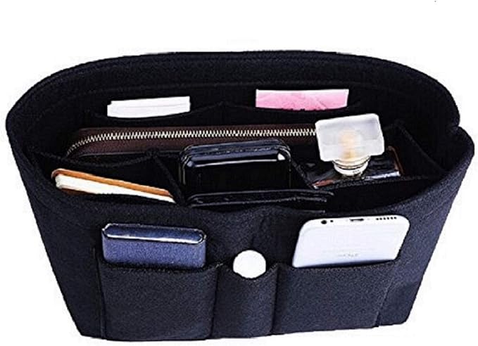 ZTUJO Purse Organizer Insert, Felt Bag Organizer For Handbag Purse Organizer, 13 Colors, 6 Size (Slender Medium, Black)