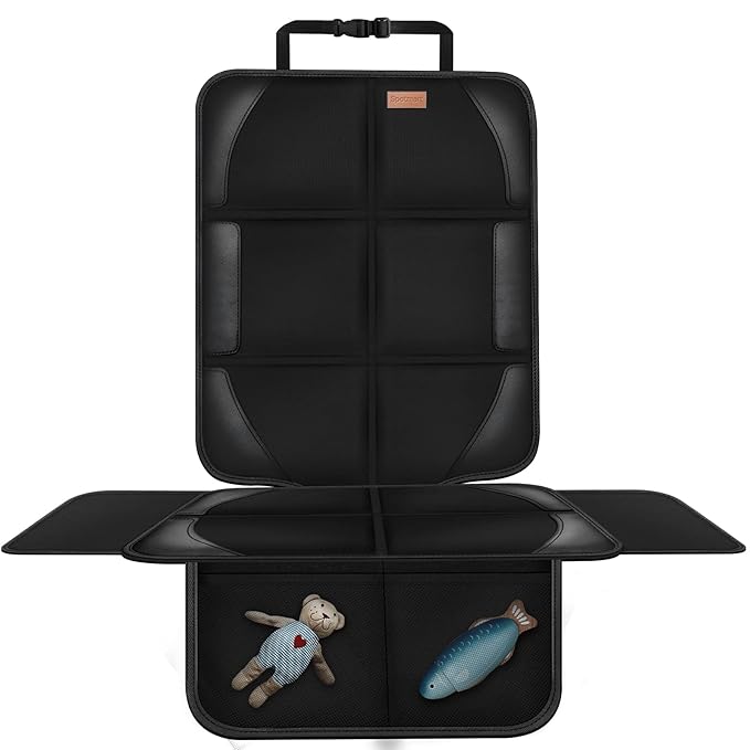 Spotmart Car Seat Protector Covers for Child Car seat mat, 600D Waterproof Non-Slip with Storage Pockets, Cushion Protectors Large Size, Prevent Dirt Scratches (Black 2)