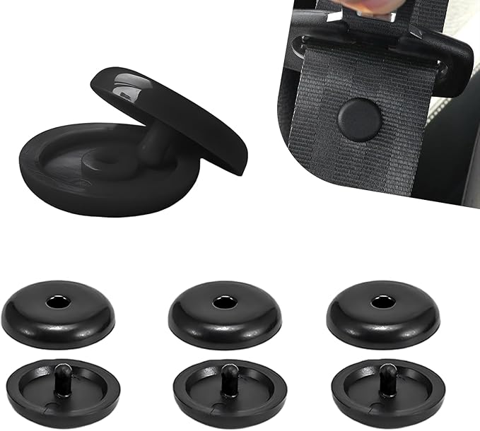 4 PCS Seat Belt Stopper, Snap-On Seatbelt Stopper Kit, Anti-Slip Seat Belt Clip, Prevent Buckle from Sliding, No Tools Installation, Universal for Most Cars, Trucks, SUVs (Black)