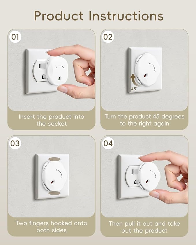 BBsecure Outlet Covers Baby Proofing - 40 Pack Plug Covers Baby Proofing with Unique Rotating Design, Plug Covers to Prevent Electrical Shock, for US 3-Prong, Home, Office, School, White
