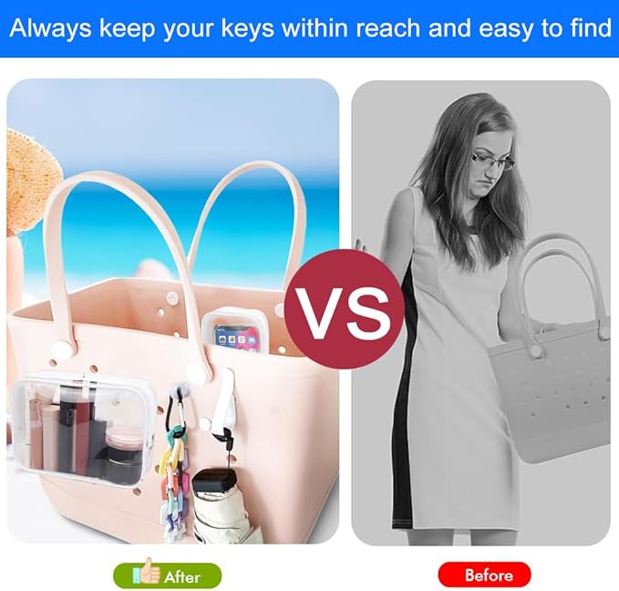 3 Packs Clear Bogg Beach Tote Bag with 2 Pack Insert Hooks Accessories for Bogg Bags Travel Makeup Clean Toiletry Brush Organizer Cosmetic Divider Storage Inner Pouch