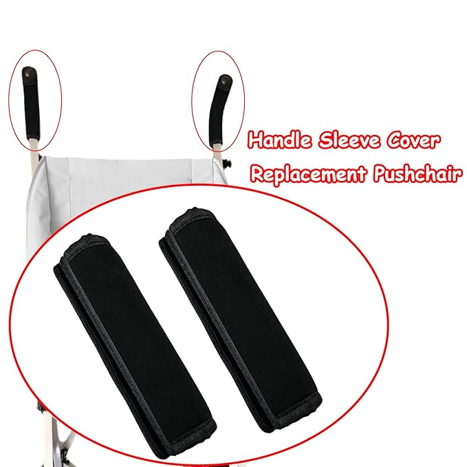 2 Pack 6.3 ×5.51in Armrest Handle Cover,Handle Sleeve Cover Replacement Pushchair Universal Handle Cover Accessory Elastic Dust Proof Protector Sleeve for Pushchair Pram(Black)