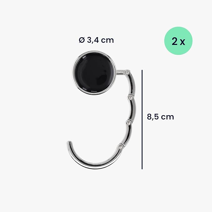 kwmobile Purse Hanger for Table (Set of 2) - Purse Hook for Table - Folding Handbag Hanger - Portable Bag Holder