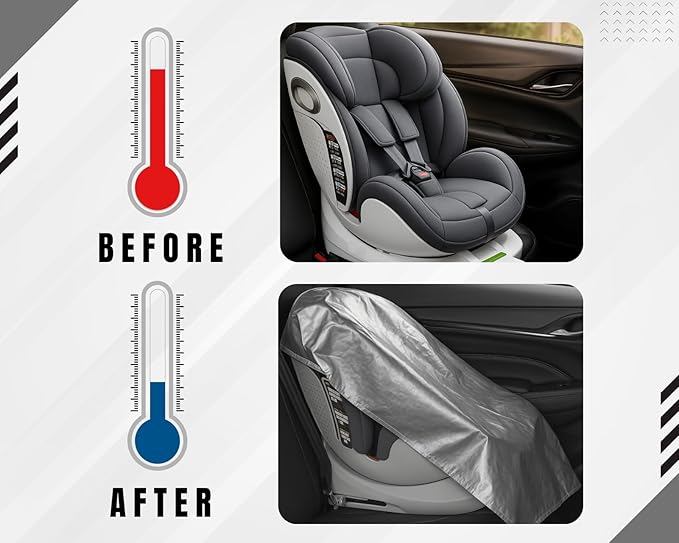 DS. DISTINCTIVE STYLE Baby Car Seat Cover Cooling Pad Sun Shade Infant Car Seat Cooler Protector Keeps Toddler Seat Cool Travel Accessories Silver