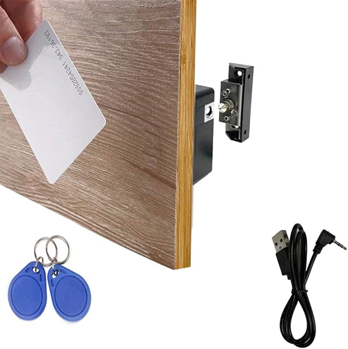 RFID Lock Electronic Cabinet Lock, Hidden DIY Lock with USB Cable for Wooden Cabinet Drawer Locker Cupboard (1 Pack)