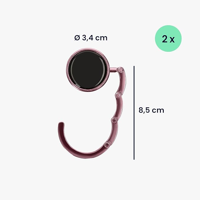kwmobile Purse Hanger for Table (Set of 2) - Purse Hook for Table - Folding Handbag Hanger - Portable Bag Holder