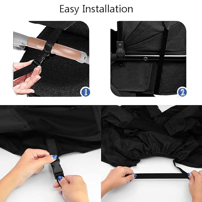 Baby Stroller Universal UPF 50+ Sun Protector Shade Blackout Cover Pushchair Shield Canopy Pram Rain Sunshade With See Through Extender Accessory Easy Installation