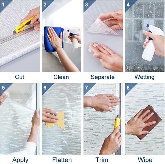 rabbitgoo Window Privacy Film, No Glue Frosted Glass Film, Static Cling UV Blocking Non Adhesive Reusable Heat Control Window Vinyl Clings for Home, Office, Frosted Silk, 29.5 x 78.7 Inches