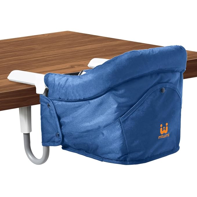 MTWML Portable High Chair for Table,Hook On High Chair that Attaches to Table,Space Saver Clip On Counter Seat for Baby,Easy Clean Baby Feeding Clamp Seat with Carry Bag for Travel(Pure-Blue)