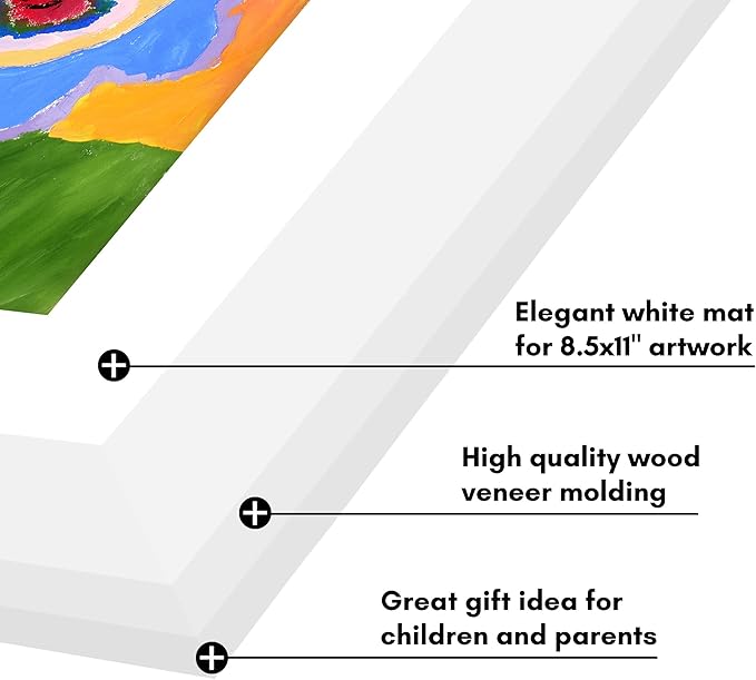 Americanflat - 2 Pack - Kids Artwork Frame Changeable (White) - Magnetic Door Holds 100 Art Pieces - 8.5x11 Letter Size Display with Mat or 10x12.5 Without Mat - My Mini Masterpiece