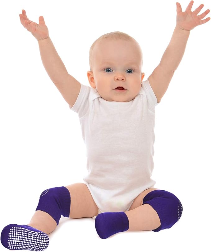 Geyoga 12 Pairs Baby Crawling Anti Slip Knee Pads and Baby Anti slip Socks Toddler Knee Protector