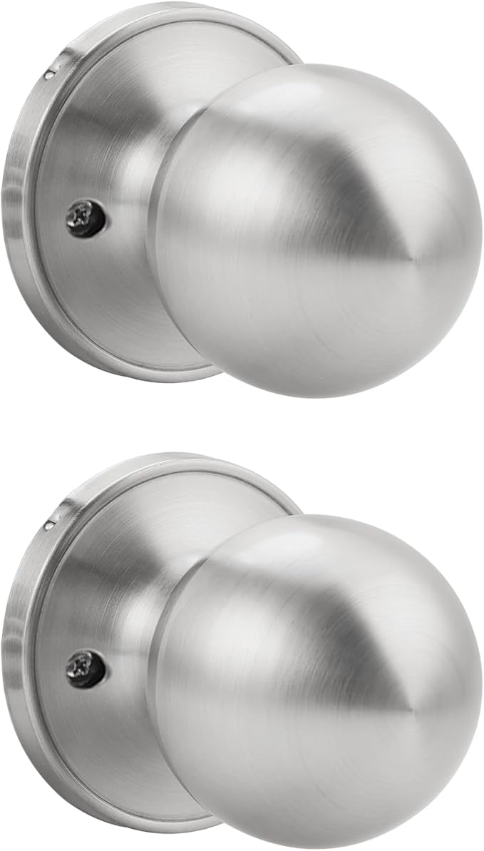 Knobonly 2 Pack Single Side Dummy Door Knob, Non-Turning Indoor Door Knob, Closet Door Knobs, Satin Nickel, Stainless Steel