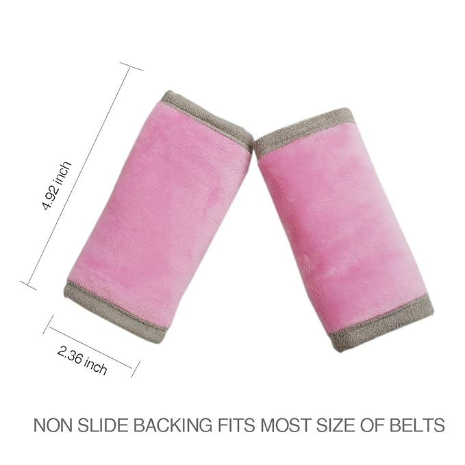 Car Seat Strap Pads Covers for Baby Kids, Seat Belt Covers Cushion for boy Girl, Protect Neck and Shoulder rubbing, Anti-Slip Design, Universal for Stroller/Carrier/Pushchair; Pink