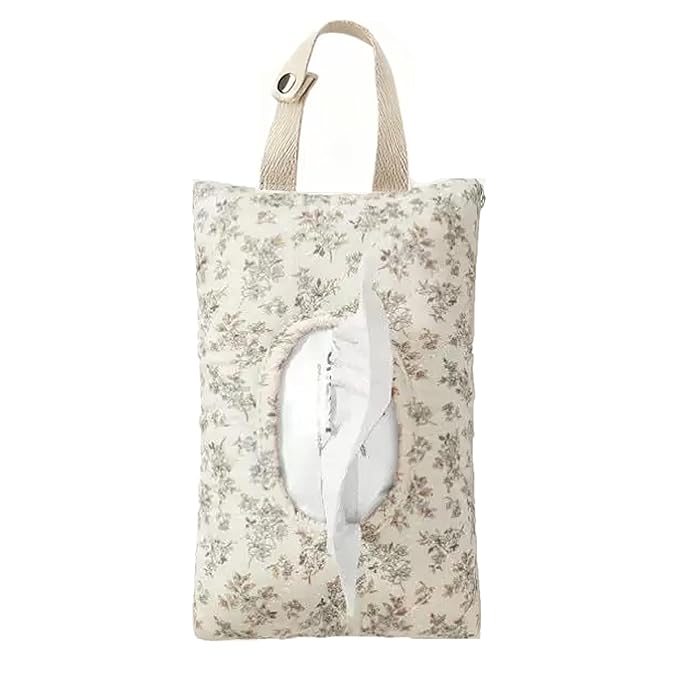 Quilted Baby Wipe Holder Quilted Wipe Pouch Portable Hanging Floral Wet Wipes Bag for Car, Stroller
