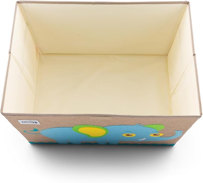 HYGGE + Animial Toy Storage Bin with Lid 20.8" x 13" x 13" Durable fabric & lightweight design. Great for storing toys, books, linens, games, clothing, baby products & more! (Elephant)