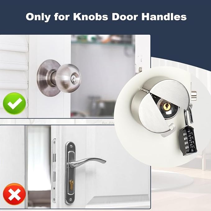 Door Handle Lock Device - Prevents Turning of Door Knob and Access to Keyhole
