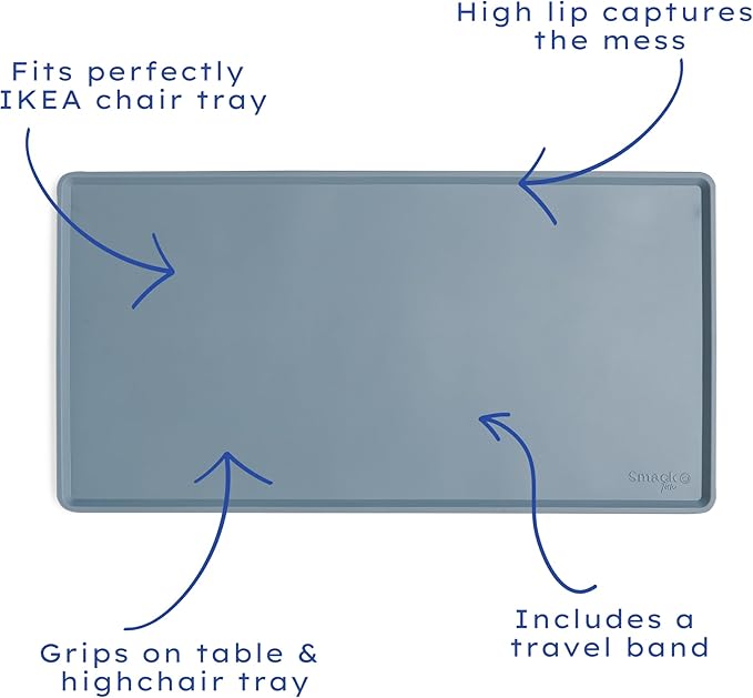 Smack Fun Silicone Placemats for Home and On-The-Go | Stain Resistant Non-Slip Toddler & Baby Mat | fits IKEA® High Chair (Tradewinds)