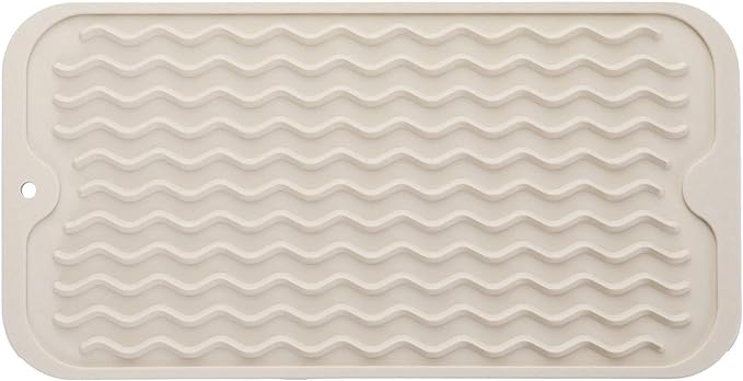 MicoYang Silicone Dish Drying Mat for Multiple Usage,Easy clean,Eco-friendly,Heat-resistant Silicone Mat for Kitchen Counter or Sink,Refrigerator or Drawer Liner Tapioca S 12 inches x 6 inches