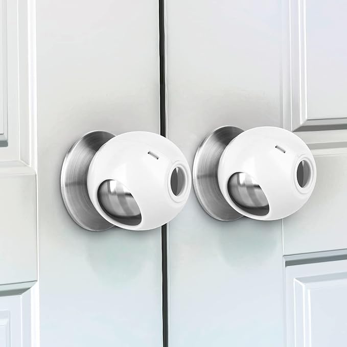 GRENFU Child Proof Door Knob Covers 6-Pack Universal Fit Baby Proof Door Knob Covers Prevents Toddlers from Opening Doors, Easy 1-Hand Use for Adults Door Knob Child Proof Cover Child Door Locks