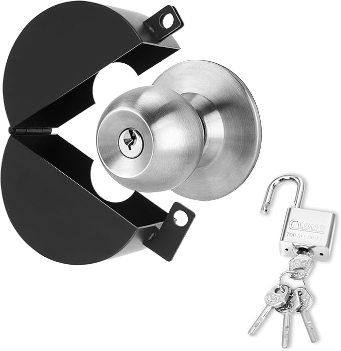 simarro Door Knob Lock Out Device, Door Handle Lock Cover with Padlock and Keys, Prevents Turning of Door Knob and Entering Keyholes for Covering Door Handles Faucets Valves(Black)