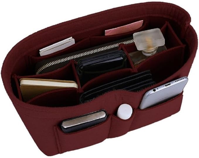 ZTUJO Purse Organizer Insert, Felt Bag Organizer For Handbag Purse Organizer,13 Colors, 6 Size (Large, Wine Red)