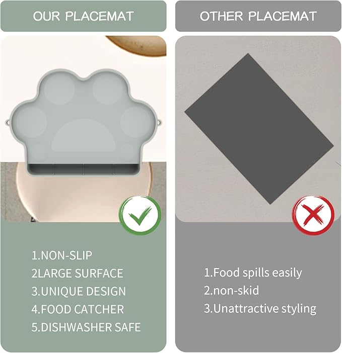 Baby Silicone Placemats for Toddler Kids, Durable Food Grade Silicone with Non-Slip Suction, Sticky Table Mats for Restaurants Home Travel