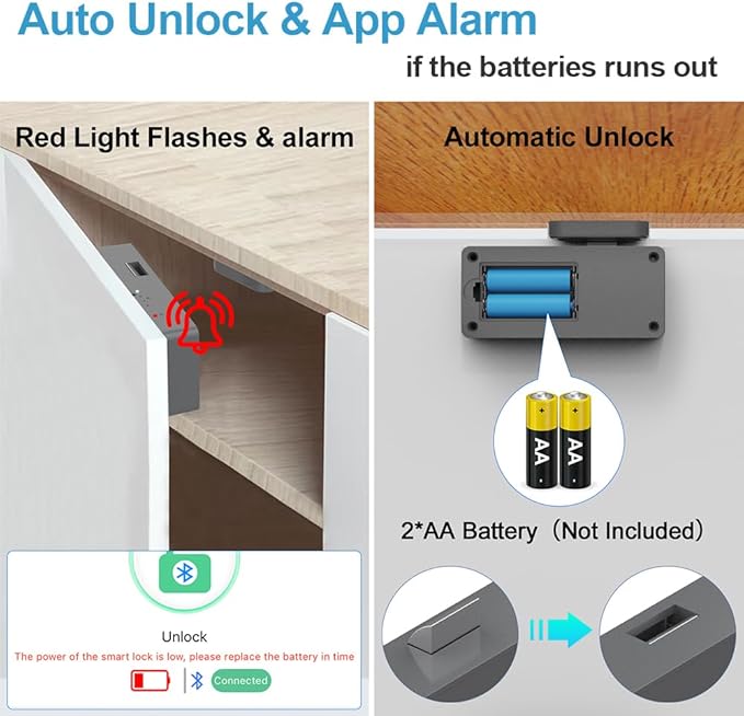 Drawer Lock RFID Card NFC Hidden Cabinet Lock for Kitchen Pantry Furniture eLinkSmart Cupboard Door with iOS Watch APP Child Safety No Drilling Required Gray