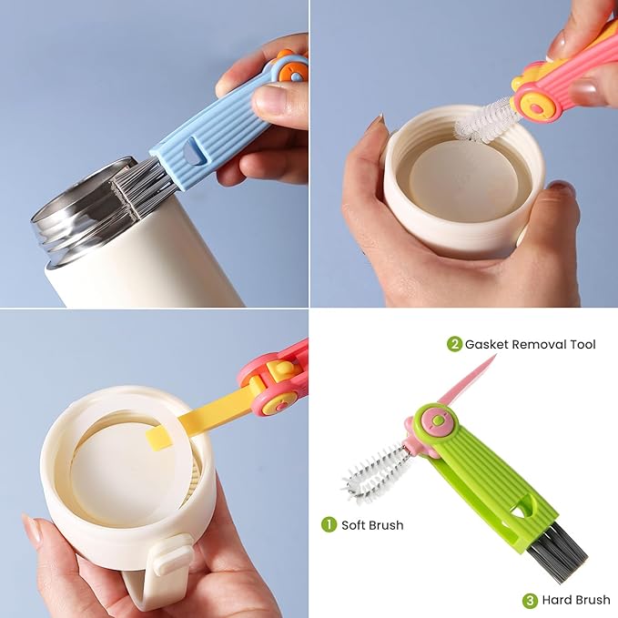 Ariseno 5-in-1 Baby Bottle Brush Set, Bottle Brush for Baby, Bottle Cleaner Brush Set, Including Nylon and Silicone Bottle Brush, Bottle Cap Brush, Straw Brush, Nipple Brush, BPA-Free (Green)