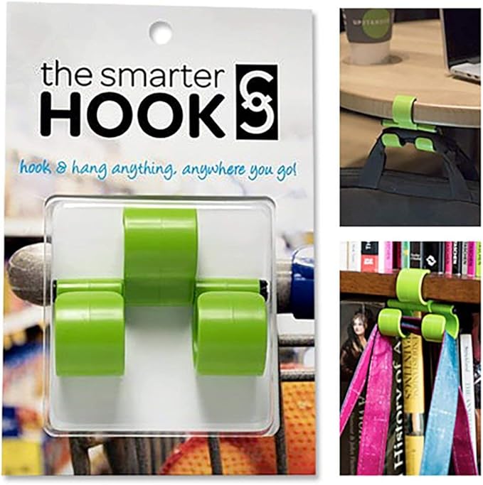 Green - Strong, Durable, and Lightweight Innovative Multi-Use Hook for Diaper Bags, Backpacks, Purses, Grocery Bags; Use on Baby Strollers, Shopping Carts, Walkers, Chairs