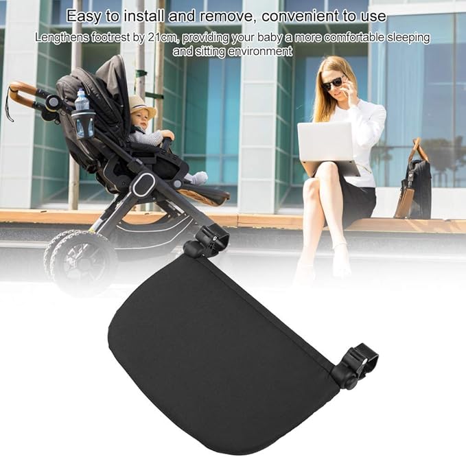 HEEPDD Baby Stroller Footrest, 12.6 x 8.3 in Stroller Extension Foot Pedal Infant Stroller Leg Rest for VOVO Pushchair(Black)