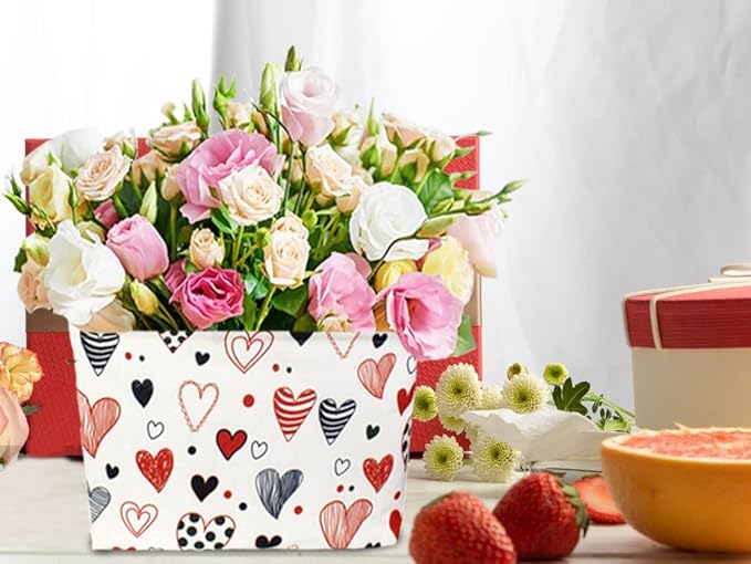 Sanjiaofen Rectangular Kids Storage Basket,Heart Baskets Organizer.Cute Storage Bin with Handles. Love Basket,Girls Room Decor,Toys Box,Gifts Bins Empty.(Line Love)