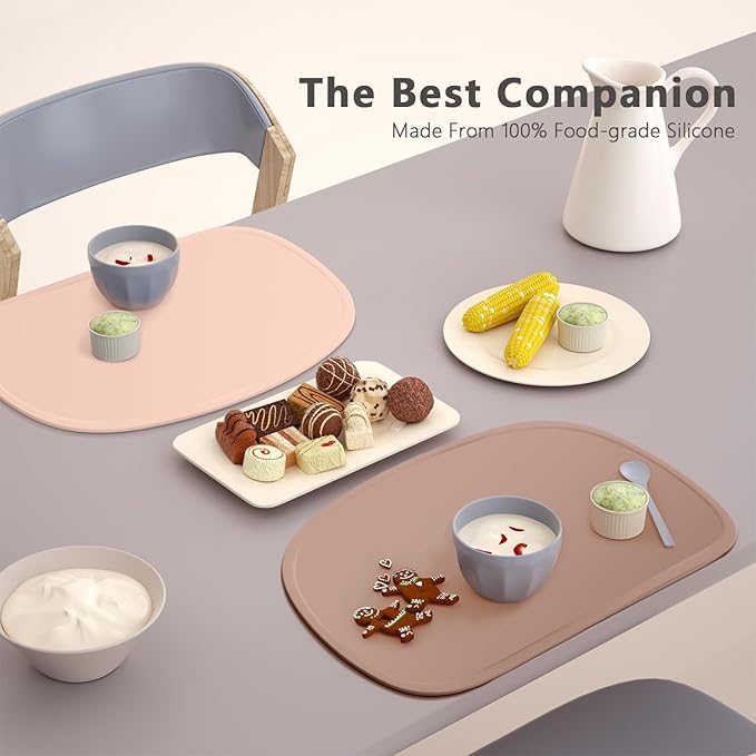 Cuddle Campus Set of 3 Silicone Placemats with Raised Edges for Kids,Toddlers,Babies, Non-Slip Dinning Table Mat, Baby Eating Mat, Food Mat Set 6