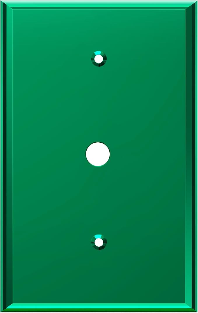 LIDER 0.406" Diameter Hole Wall Plate, Temperature/Impact Resistant, Mirrored, Plexiglass Multimedia Wire Cover, Acrylic glass, Reflective Finish, Modern, Oversized 1-Gang 5.25" x 3.44", Green, 5 Pack