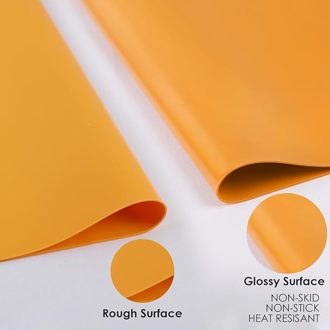 Extra Large Silicone Mats for Kitchen Counter, 31.5'' x 23.6'' Silicone Placemats for Kids, Nonstick Silicone Mat for Baking Crafts, Nonskid Heat Resistant Mat Orange Kids Placemats for Table,1Pcs