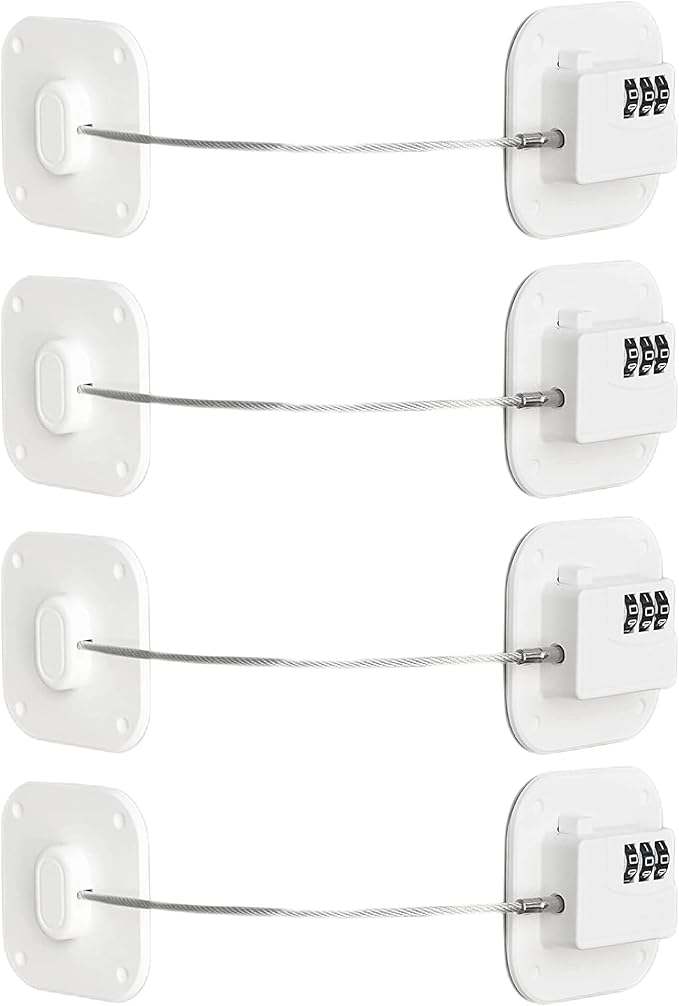 FKTUV Cabinet Locks with Combination,Drawer Lock,Child Proof Refrigerator Lock,Child Safety Locks for Cabinets (White 4pcs)