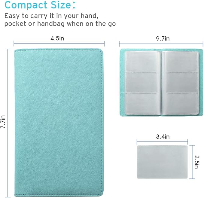 Sooez Leather Professional Business Card Book Holder Organizer, 240 Capacity Credit Card Booklet, PU Name Cards Holder Storage File for Men Women, Mint Green