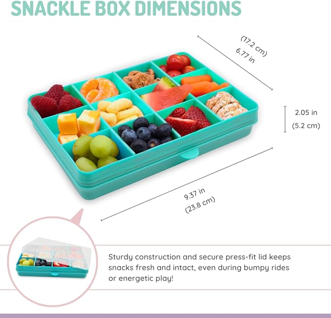 melii Snackle Box |12-Compartment Snack Container with Removable Dividers, BPA-Free Food Storage for Travel, School & On-the-Go Snacks, Kids & Family Organizer (Blue)