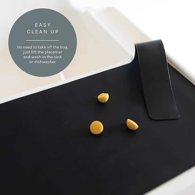 Yeah Baby Goods Placemats Compatible with IKEA Antilop High Chair (Cinder Black) - Slip-Resistant & Food-Grade Silicone High Chair Mat - Easy Clean HighChair Accessory