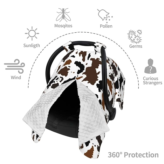Western Cow Print Baby Car Seat Canopy Cover Multi Use Nursing Cover for Mom Nursing Covers Newborn Cow Print Shower Gift