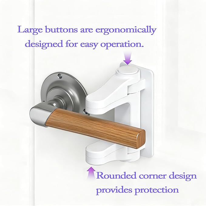 Child Safety Door Handle Locks (2-pack) - Baby Proofing door handle locks to prevent infants and toddlers from accidentally opening doors.