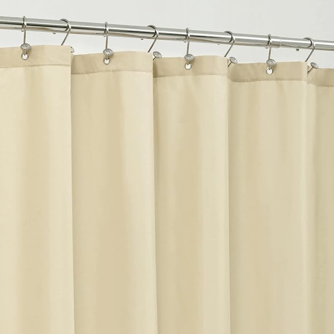 ALYVIA SPRING Stall Fabric Shower Curtain Liner Waterproof - Soft & Lightweight Long Stall Size Shower Curtain with Magnets, Machine Washable - 54x78, Cream