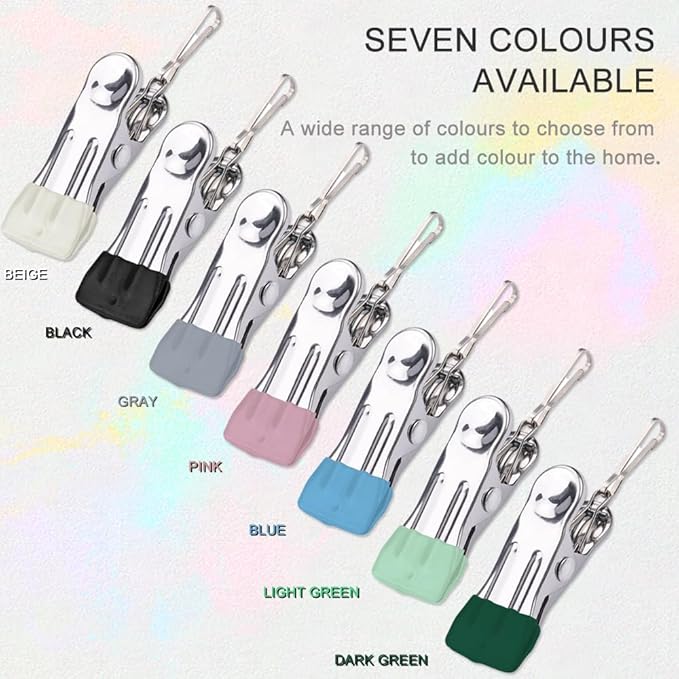 Multipurpose Heavy Duty Stainless Steel Clothespins, Clothes Pins for Laundry, Towel Drying Clips, Outdoor Clothespins for Socks, Towels, Snacks, Photo (66, Blue)