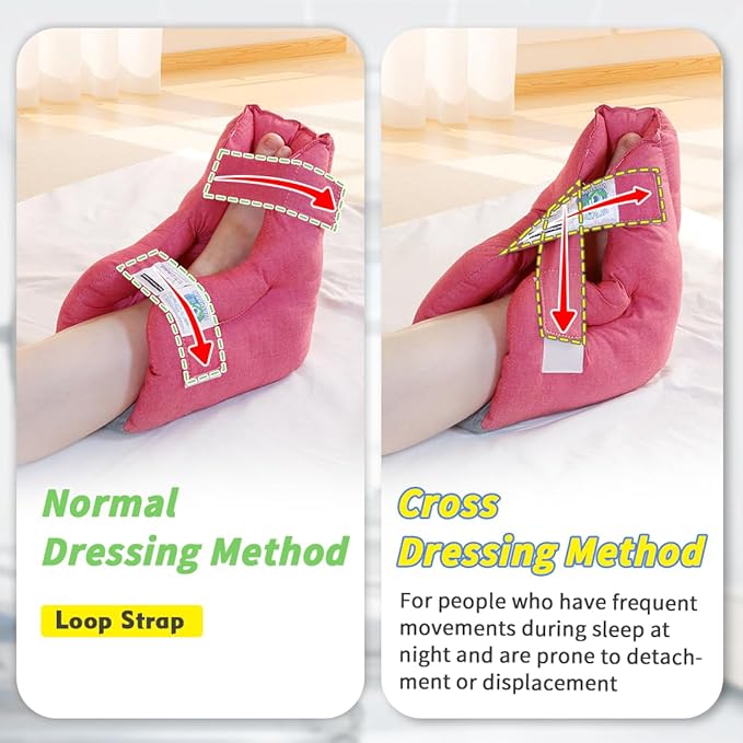 EZ Assistive 2pcs Heel Protector Cushion Foot Pillow Remove Pressure and Bedsores, Heel Protectors for Pressure Sores for Heal Protection, Red