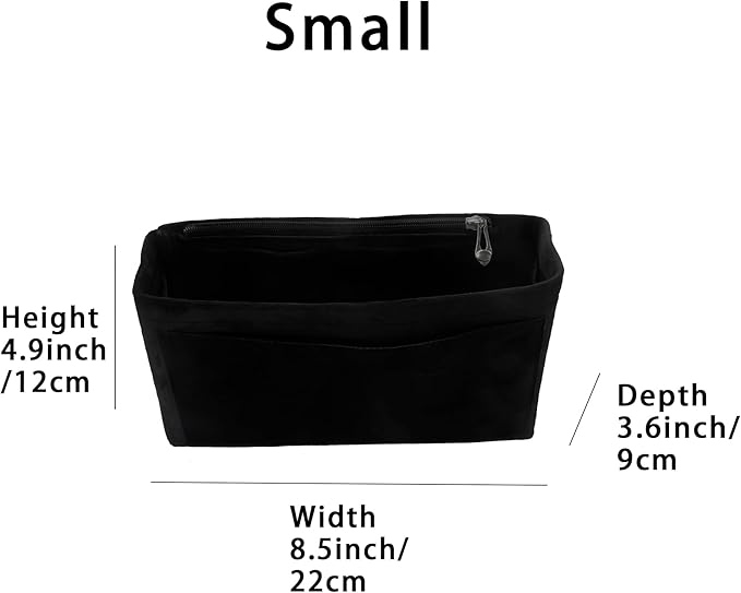 banbeln Purse Organizer Insert, Suede Bag Organizer Handbag Tote Shaper, Suede Material, Soft and Non Damaging Bag (Black, Small)