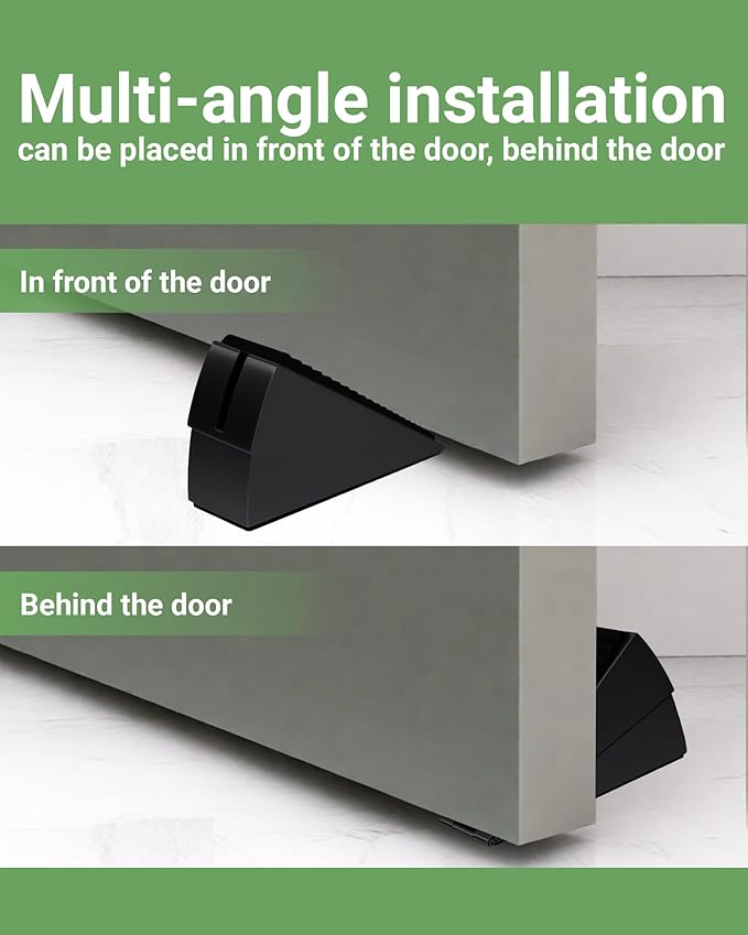 Large Door Stopper - Metal Door Wedge, Tall Door Stopper, Spring Rubber for Extra Strong Grip (Black, 1 Pack)