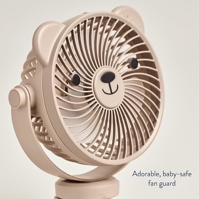 Itzy Ritzy Stroller Accessory - Features 360 Degree Swivel Design, Tilting & Flexible, Easy-Attach Wraparound Legs (Bear) - 3-Speed Stroller Fan