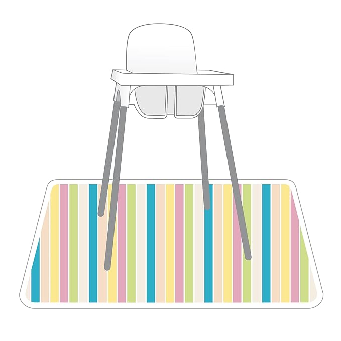 BapronBaby Rainbow Stripes Splash Mat - Waterproof Catch-All for Under High Chairs, Floors, Tables, Playtime or Arts & Crafts - Machine Washable - 45" x 45”