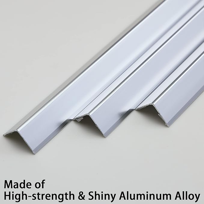 Aluminum Peel and Stick L Molding Corner Guards with 90° Angle for Wall Door Frame Cabinet Baseboard Protection and Decoration, 51.2in x 0.8in (3Pcs)