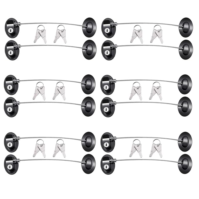 12 Pack Refrigerator Locks with 24 Keys,Child Safety,Refrigerator Lock Combination,Mini Fridge, File Drawer,Toilet Seat Lock with Strong Adhesive (Black)