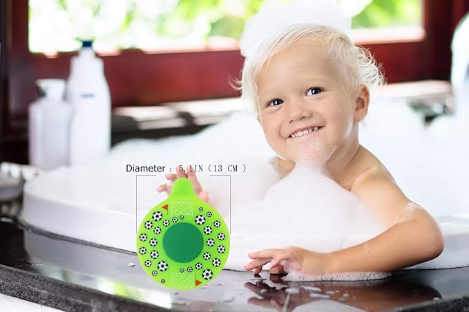 WSZCML Bathtub Drain Stopper, Silicone Tub Stopper Plug, Universal Bath Drain Cover, Kids Tots Babies Gift (Green Football)